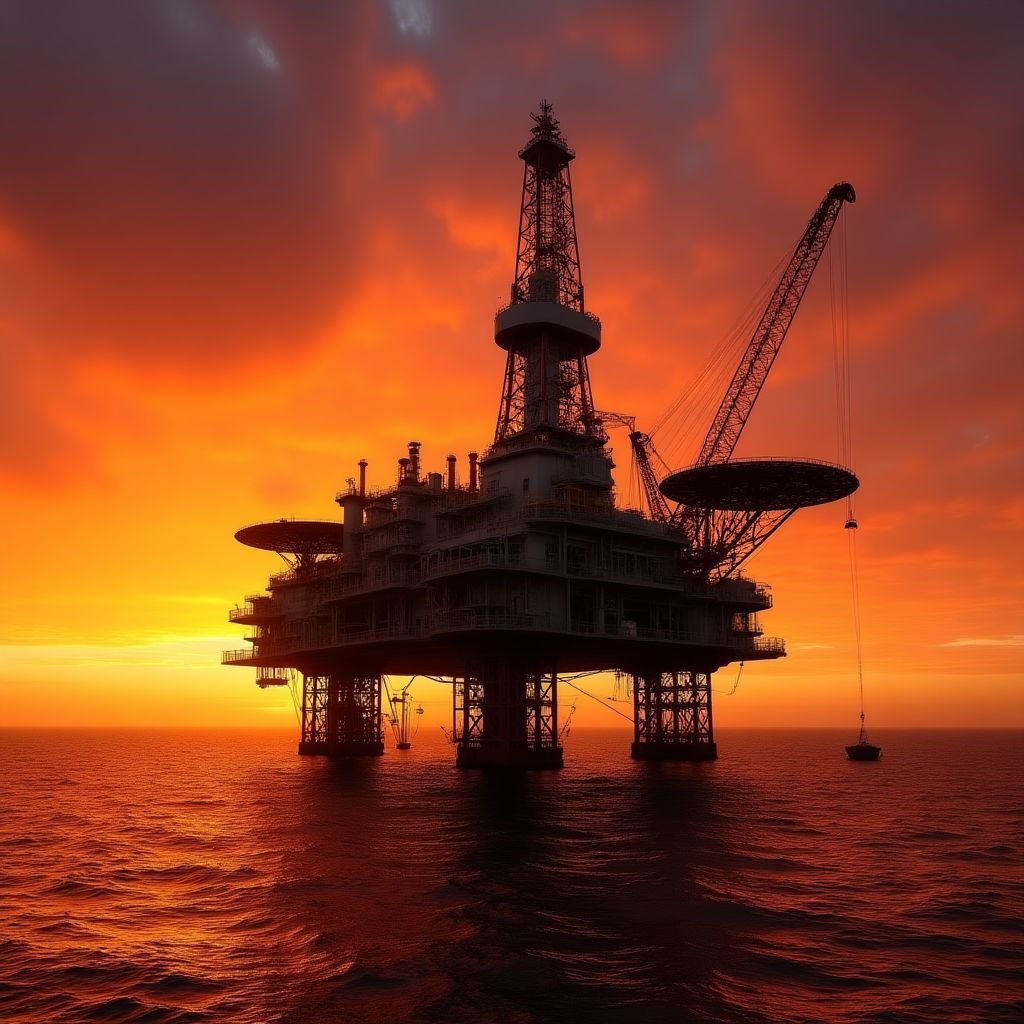 Plataforma petrolera de YPF en el mar
