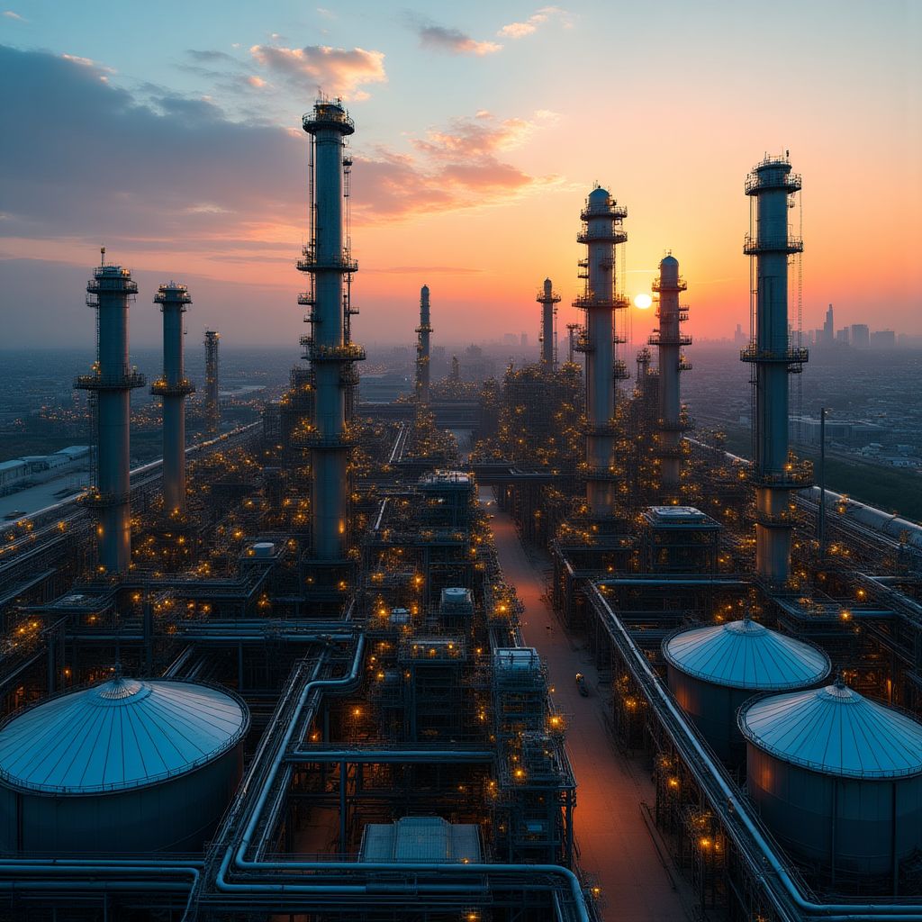 Vista aérea de una refinería de YPF
